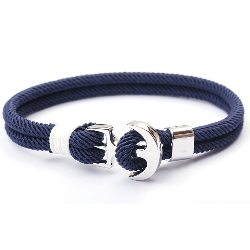 Noter Trendy Milan Rope Bracelet Men Women Minimalist Stainless Steel Braslet For Lovers Double Layer Anchor Pirate Braclet: Navy