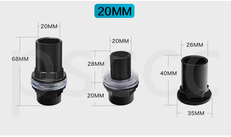 Wasserdicht Schwarz Gerade Rohr Rohr Fitting Anschluss PVC Rohr Joint Aquarium Aquarium Zubehör 20/25/32/40/50mm armaturen: 20shangxiashui / 2 unit