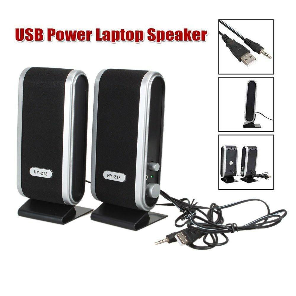 2 Pcs USB Power Computer Speakers Stereo 3.5mm with Ear Jack for Desktop PC Laptop