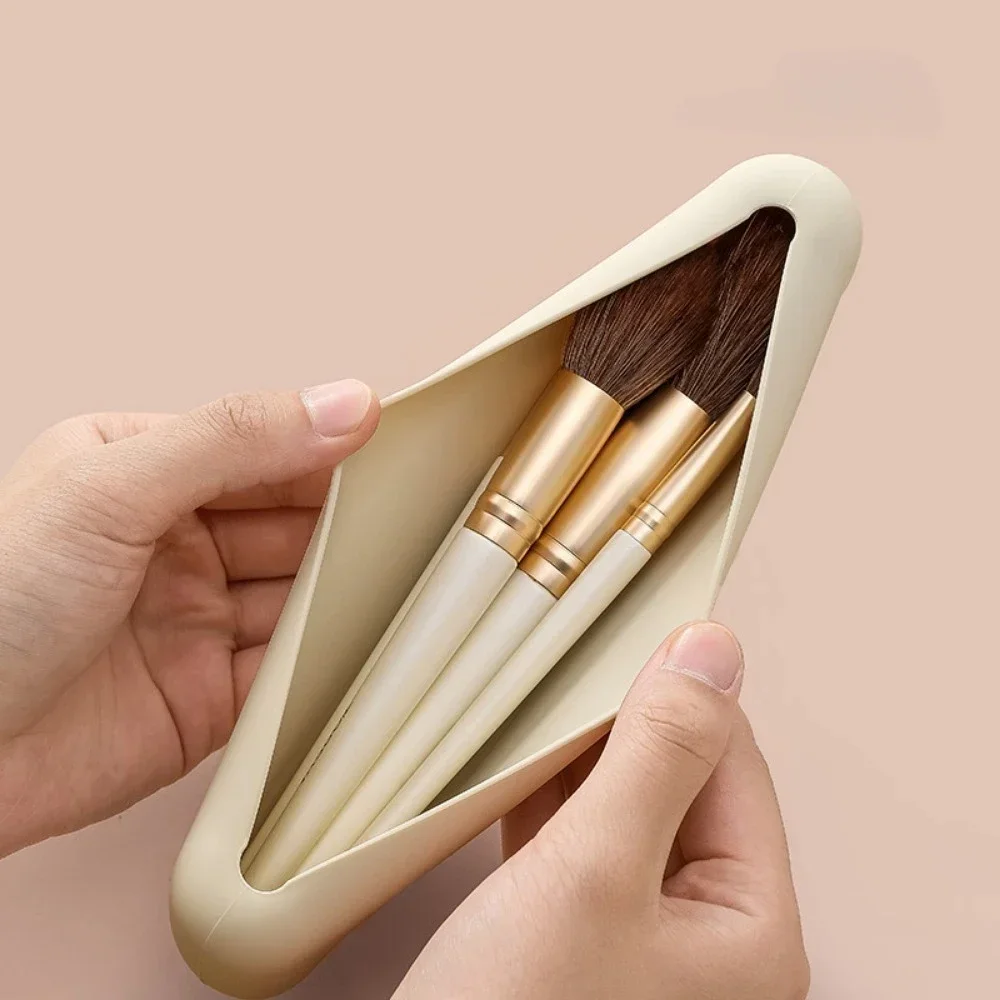 Bolsa de almacenamiento de brochas cosméticas de silicona, soporte para brochas de maquillaje de viaje, estuche de esponja de maquillaje, herramientas de maquillaje de belleza impermeables portátiles