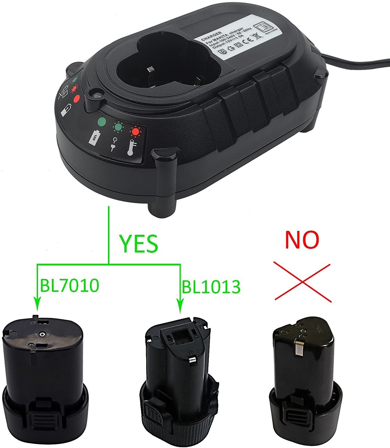 Li-ion Battery Charger For Makita 10.8V/12V Lithium Battery BL1013 DC10WA US/EU Plug Optional