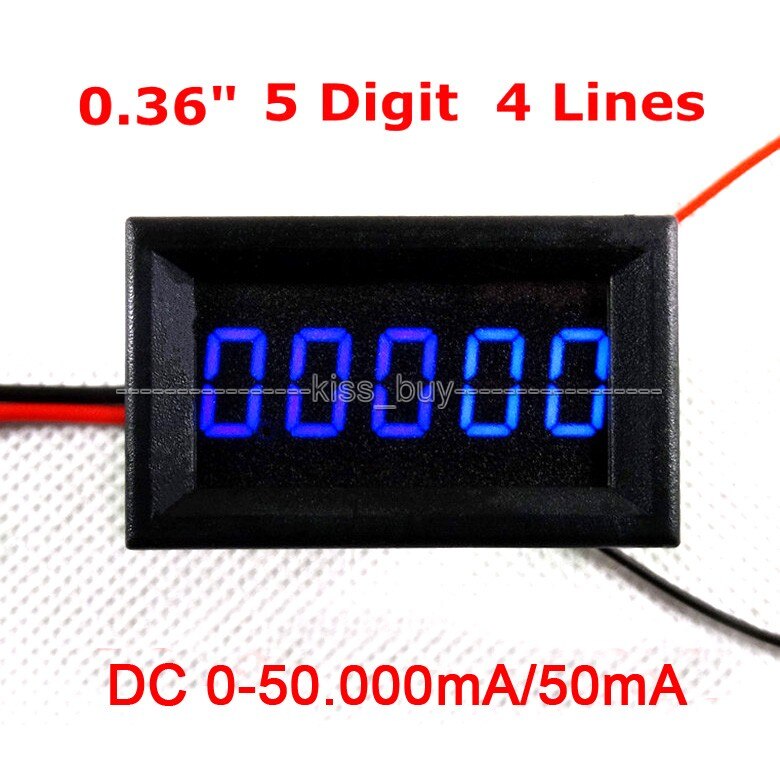 Dc 0-50.000ma/50ma digital amperemeter rød led høj præcision amp tester meter monitor strøm indbygget shunt