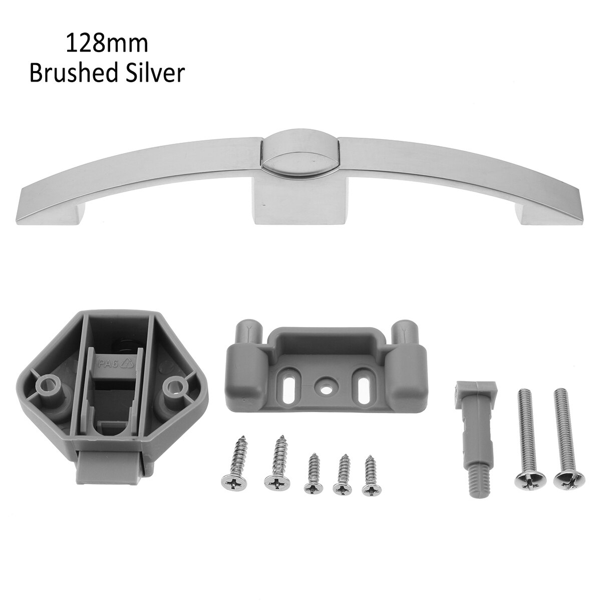 Camper Car Push Lock with Handle RV Caravan Boat Motor Home Cabinet Drawer Latch Button Locks For Furniture Handle Hardware: Brushed Silver 128mm