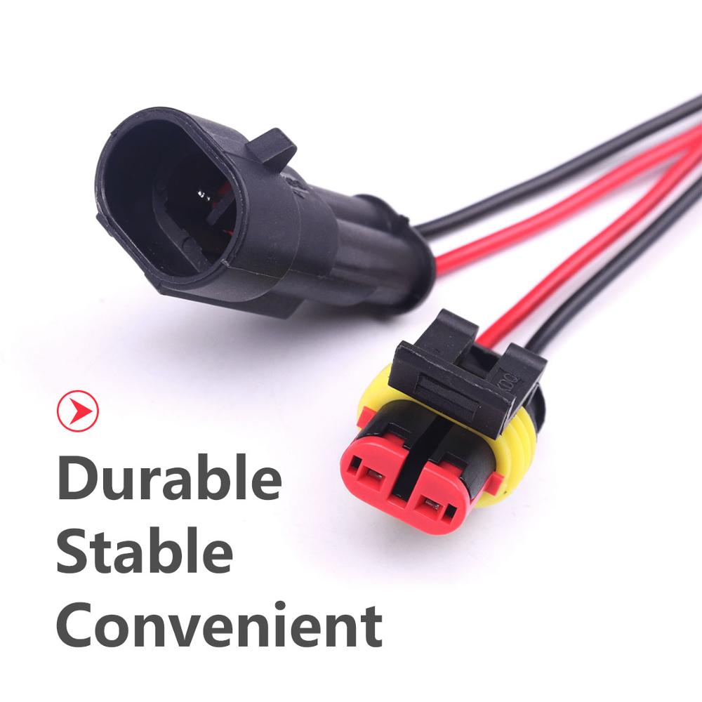 10 Set 2 Pins Car Waterproof Electrical Connector Plug with Wire 20 AWG Marine