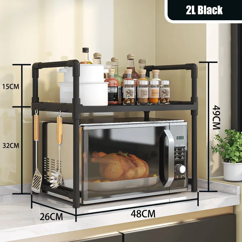 Support de rangement de cuisine, four à micro-ondes, support de rangement de cuisine multicouche, stockage d'assaisonnement facile, comptoir de four d'assaisonnement: Gris foncé