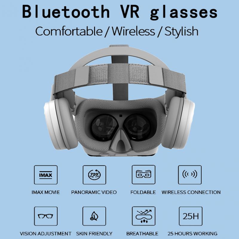 Originele Vr Virtual Reality 3D Glazen Doos Stereo Vr Headset Helm Voor Ios Android Smartphone, bluetooth Vr Doos Vr Headset