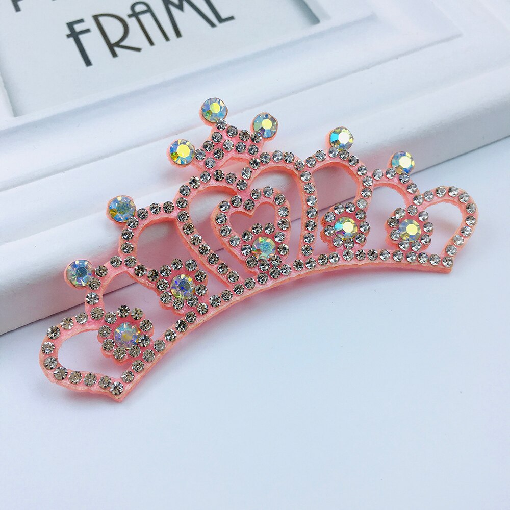 4 stuks kleurrijke, schattige prinsessen zilveren strass kroon applicatie doek voor knutselen/bruiloft/kleding decoratie patch diy accessoires