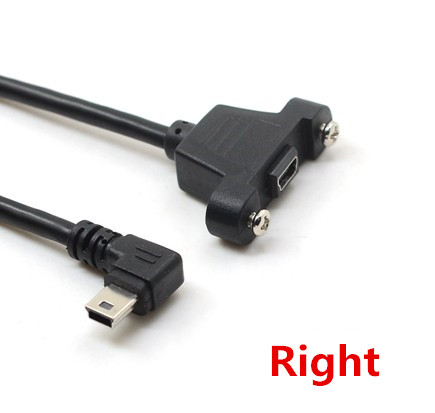 Mini Usb Up Down Links Haaks Elleboog Mini Usb B 5pin 2.0 Man-vrouw Verlengkabel 30 Cm 50 Cm Met Panel Mount Gat: Right