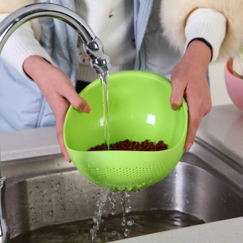 Lebensmittel Klasse Kunststoff Reis Bohnen Erbsen Waschen Filter Sieb Grün Rosa Farbe Korb Sieb Abtropffläche Reinigung Gerät