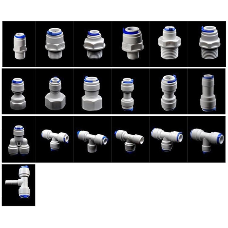 1/2 "3/4" 1/8 "gwint plastikowa rura 1/4" 3/8 "OD wąż rury szybkie złącza RO złącza wody armatura System odwróconej osmozy