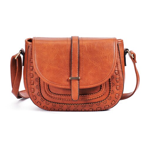 Annmouler Vintage Schoudertas Pu Lederen Crossbody 6 Kleuren Messenger Bag Dames Handtas Hollow-Out Kleine Tas Purse Tote: brown