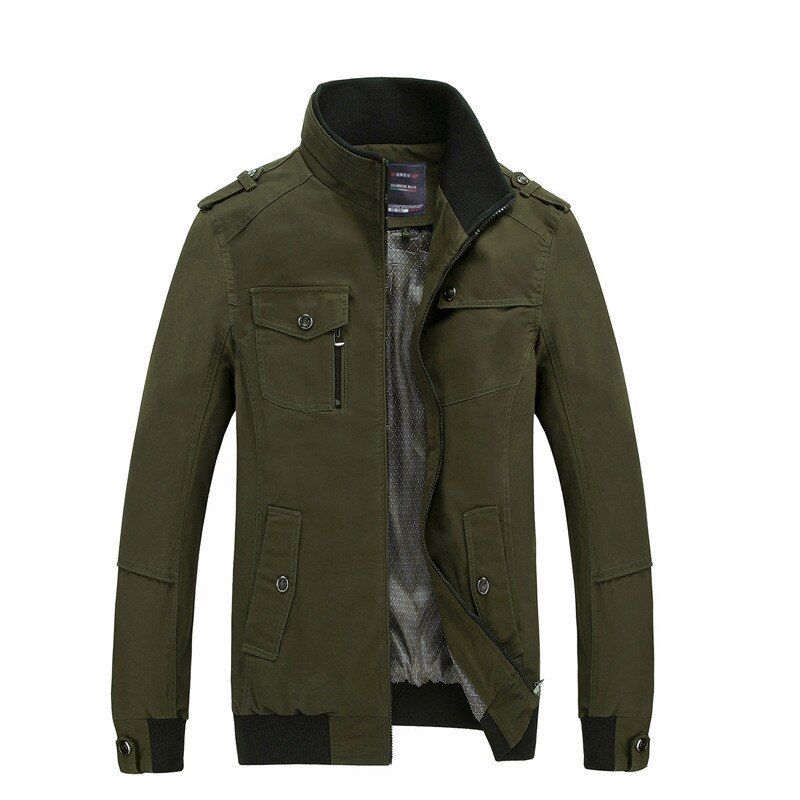 Herrjacka och kappor företag svart manligt vindjacka märke ytterkläder stativ krage herr varsity jacka överrock: Grön / L