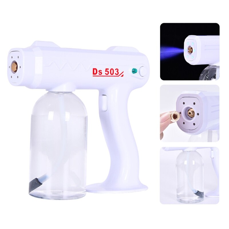 Handhold Wireless Electric Disinfection Sprayer Rechargeable Portable Household Blue Light Fogger Nano Spray Machine