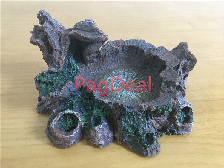Kikker Schildpad Reptiel Voeden Kom Vivarium Terrarium Cave Ornament Vivarium Voedsel Water Dish Feeder 7.1 ''* 6.3'' * 3.9"