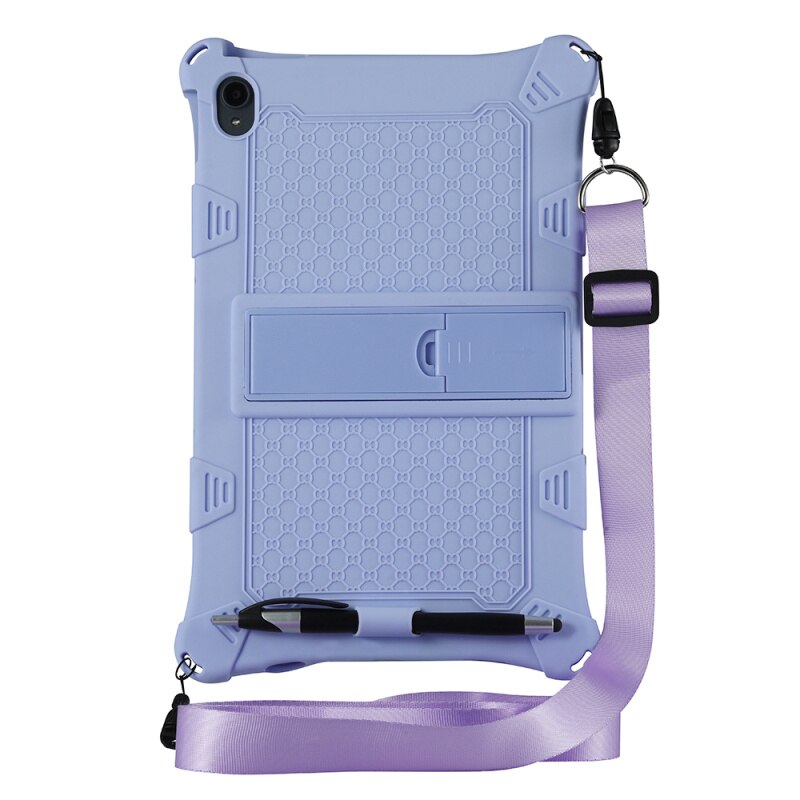 Kinderen Veilig Shockproof Silicone Case Voor Lenovo J706F 11.5Inch Tablet Met Afneembare Kickstand En Schouderband Voor Lenovo Pad: Purple With rope