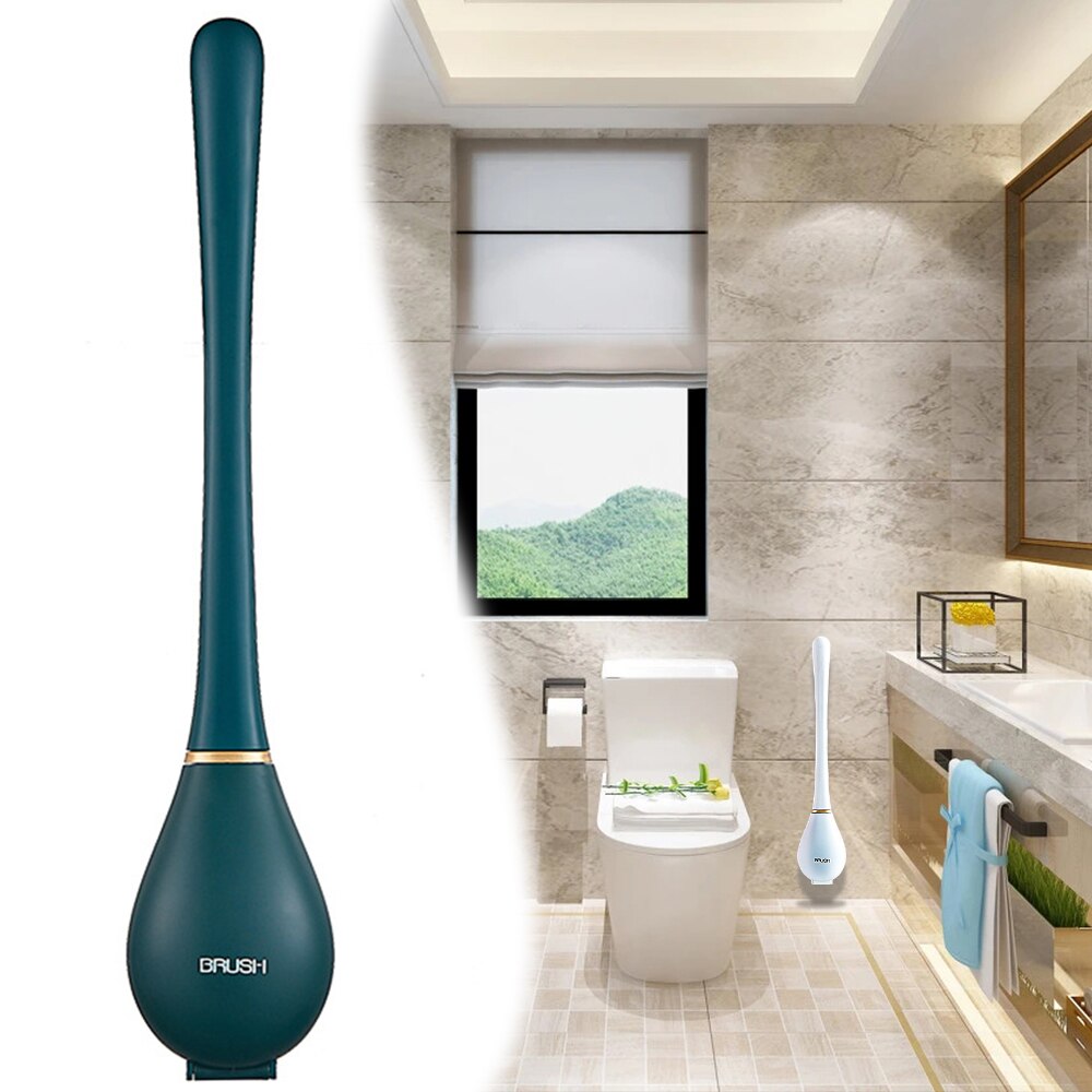 toilet brush no dead ends wash toilet silicone brush hanging kitchen gadgets and accessories baseball bat toilet brush: Green