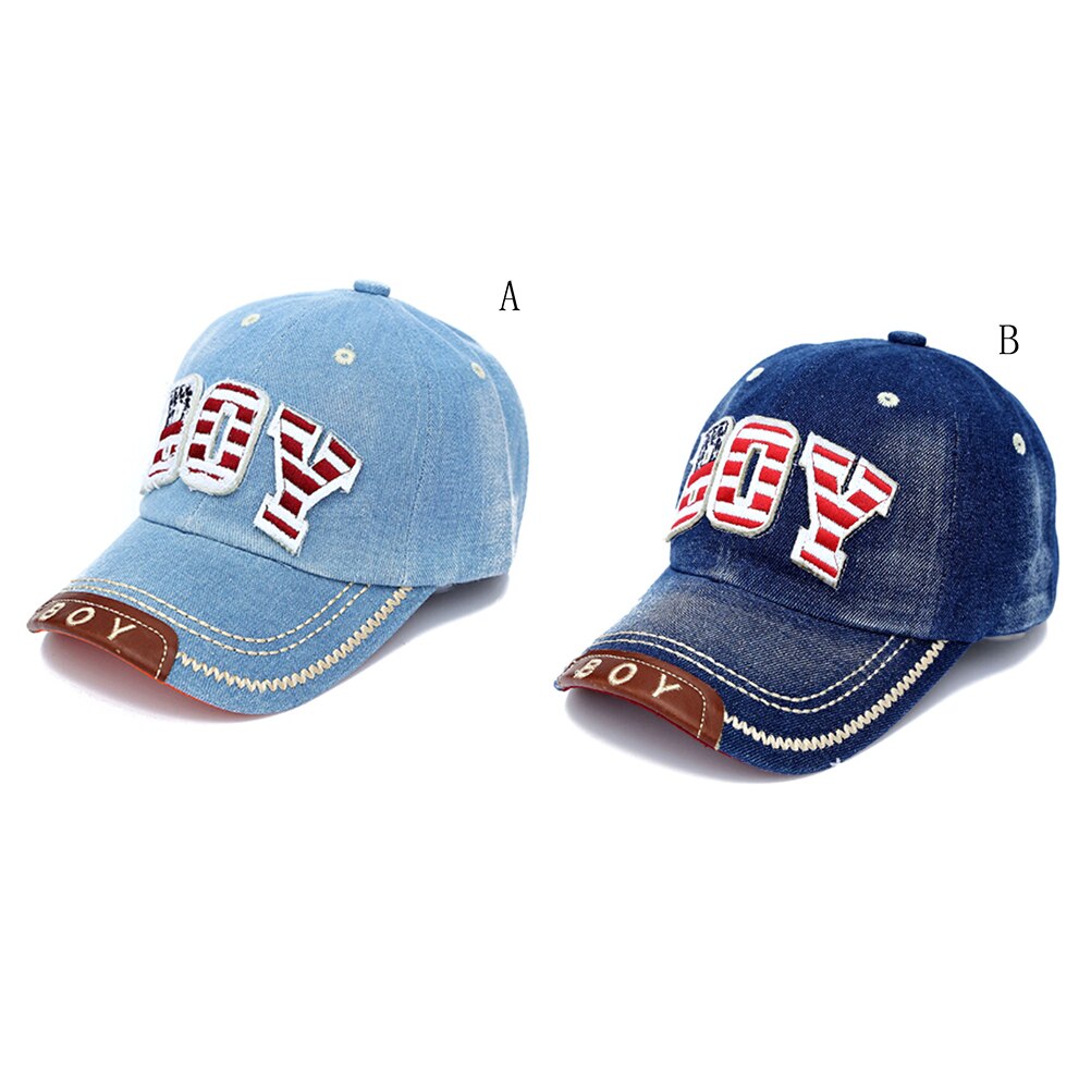 Summer Handsome Boys Baseball Cap Toddler Children Letter Denim Hat Casual Hip Hop Sun Snapback caps 3-8years kids