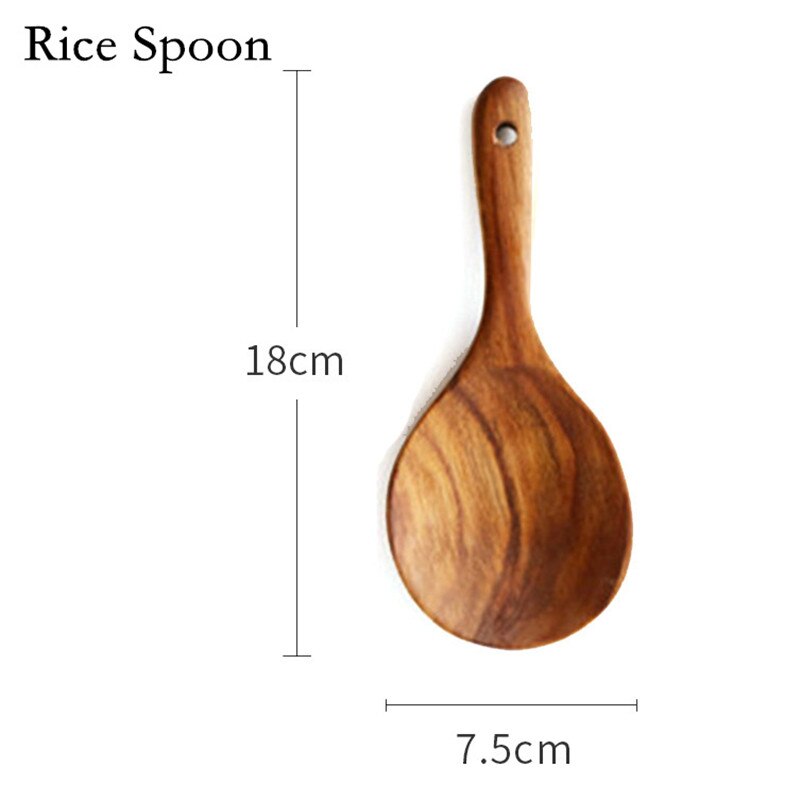 Kitchen Tools Natural Wooden Cooking Tool Sets Scoop Tableware Kitchen Utensils De Cocina Rice Soup Spoon Kitchen Gadgets: rice spoon