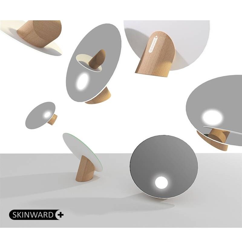 Exquisite Makeup Backlit Mirror Light Natural White LED Daylight Vanity Wooden Base Mirror Dimmable LED mirror Make up Assistant