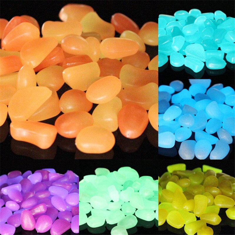 25/50Pcs Pebbles Glowing In The Dark Fluorescent Stone Aquarium Fish Tank Garden Lawn Sidewalk Luminous Stone Home Decoration