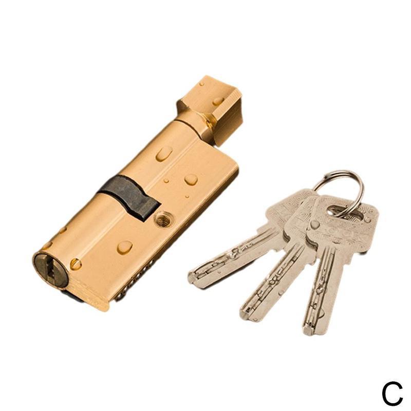 70mm Door Lock Core Door Cylinder Lock Biased Anti-theft 3 Security Pcs Home Interior Key Entrance Bedroom Brass Lock Lock K7Z7