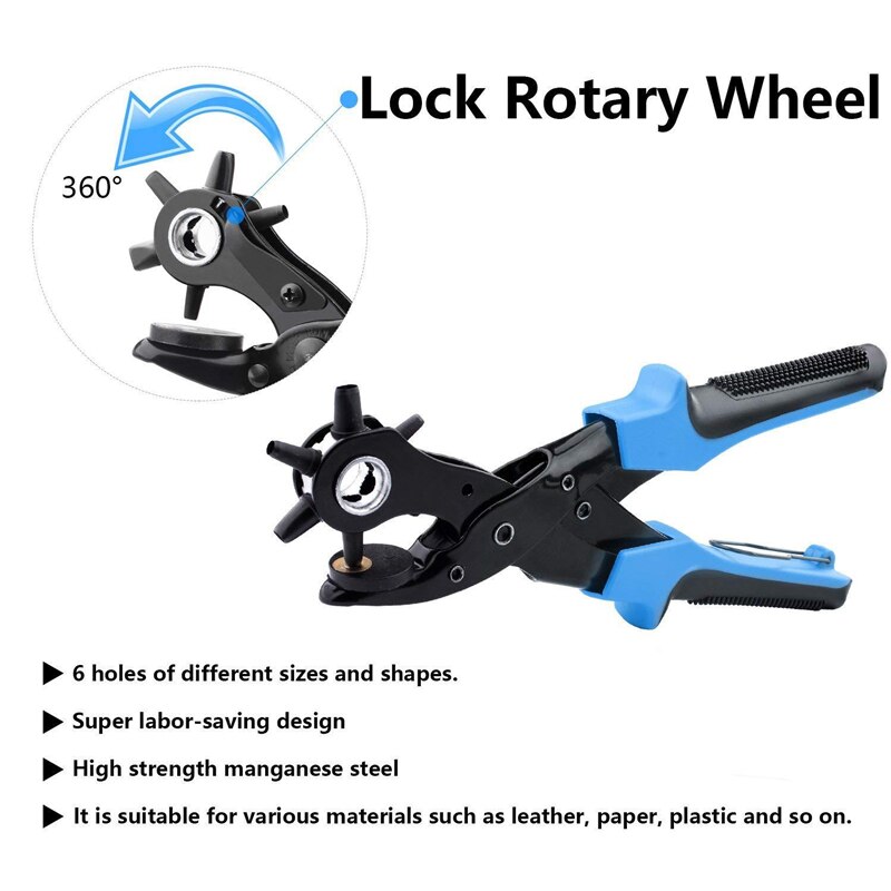 6 Holes Punch Plier Hole Punching Machine Round Hole Perforator Tool Make Hole Puncher For Watchband Cards Leather Belt