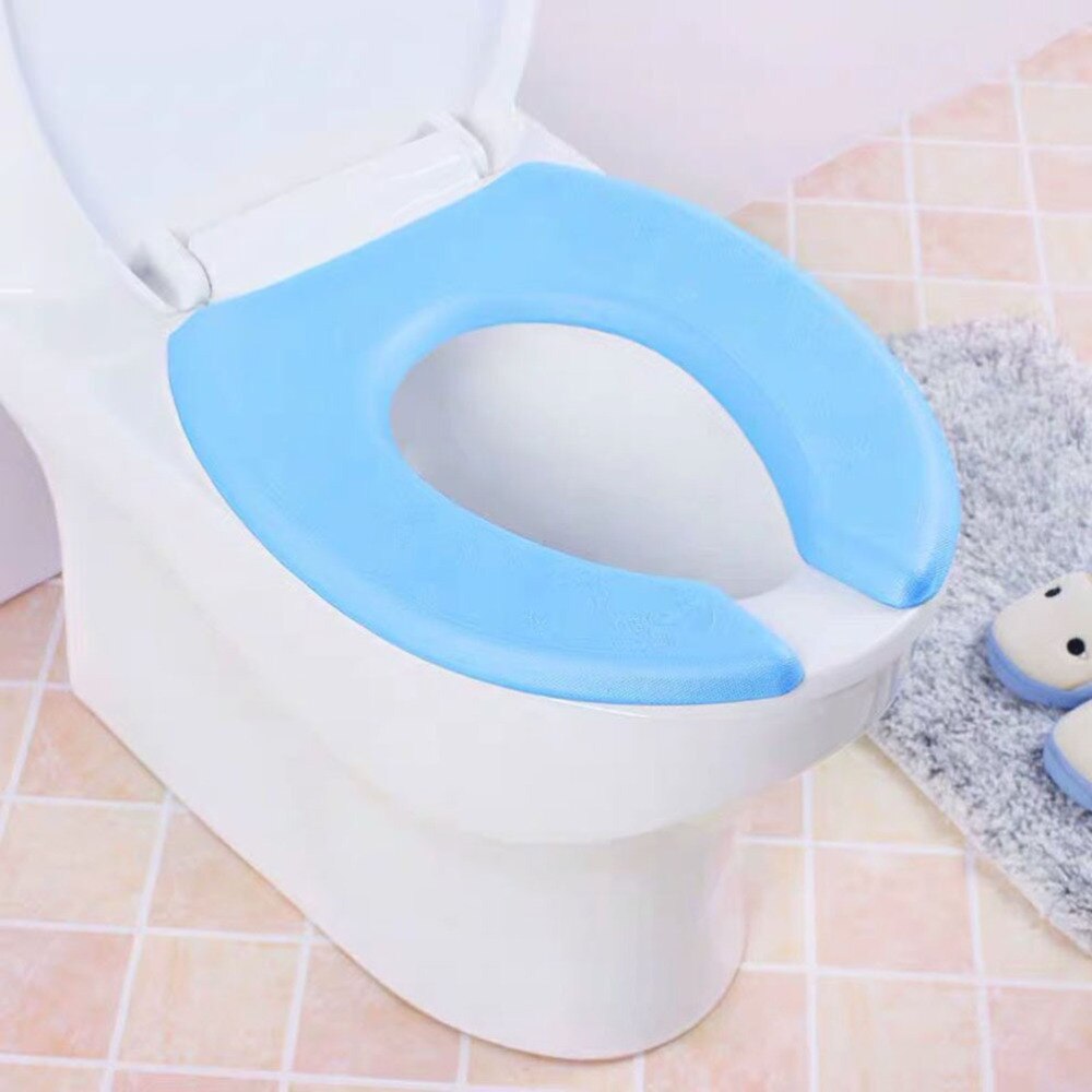 Sky Blue Paste Toilet Seat Cover Cushion Waterproof Toilet Mat