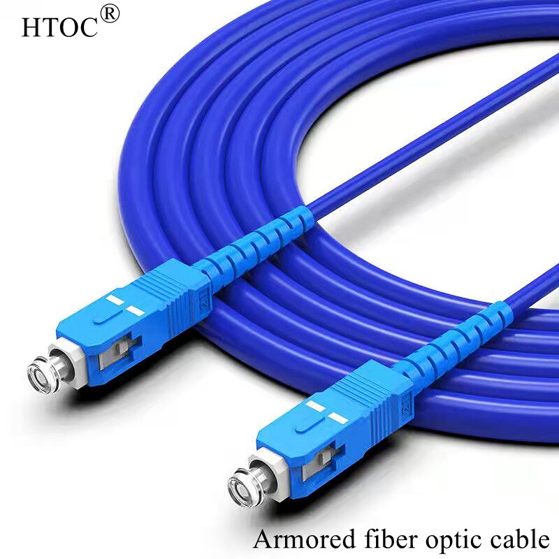 HTOC Armored Fiber Optic Cable UPC Single-Mode Waterproof Pull Rodent Bite Resistance Multiple Lengths SC-SC Good Stability