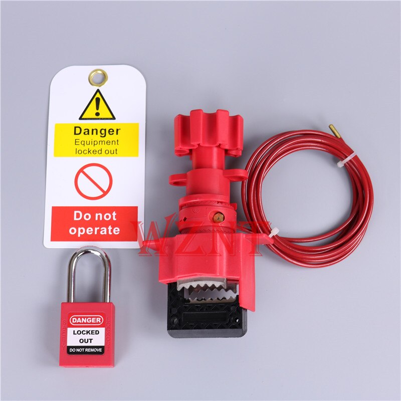 Universal Valve Lockout with Sheathed Cable,Valve Lock Lockout: with padlock and tag