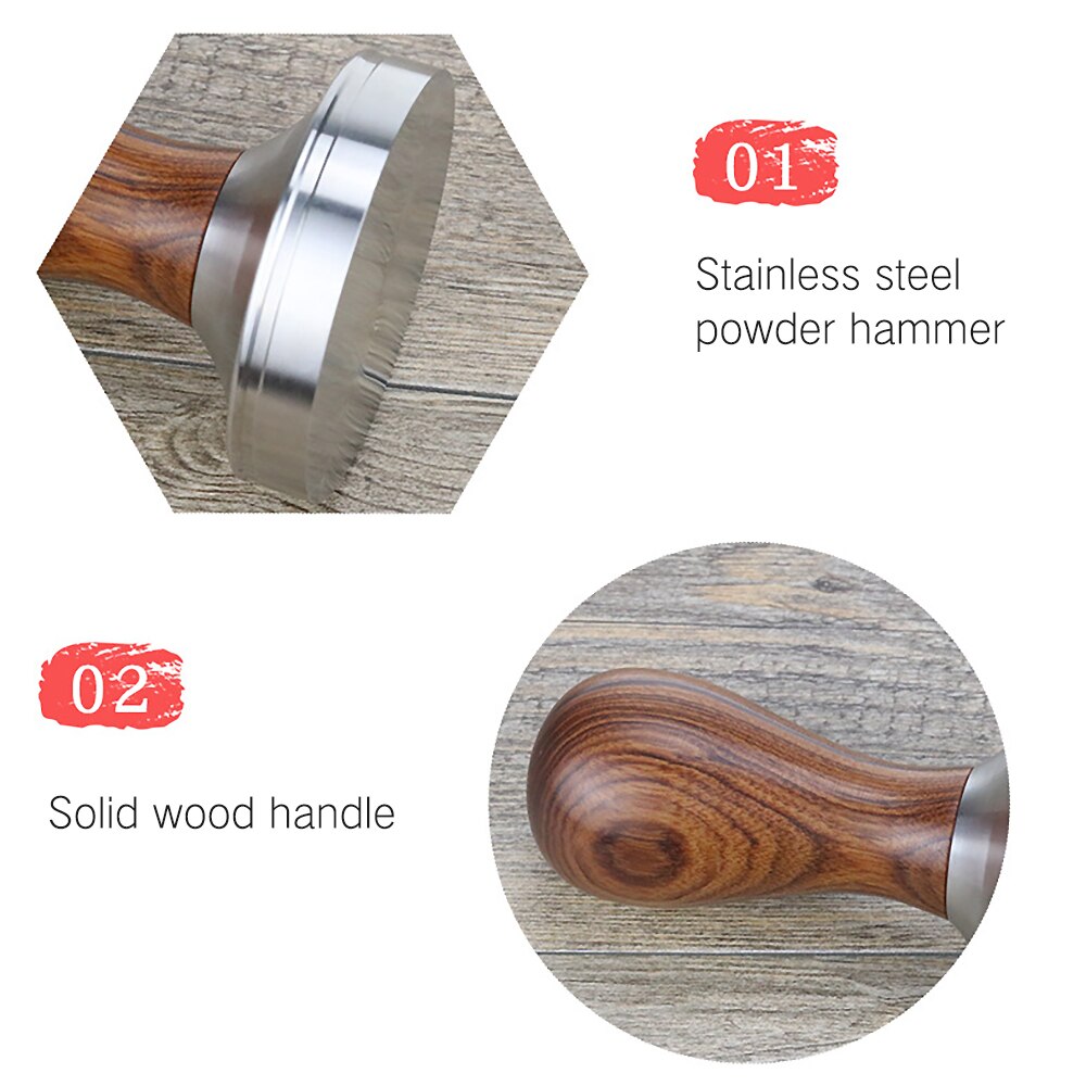 Marteau à poudre de café de qualité alimentaire, 51/58mm tasseurs à grains avec manche en bois, presseur plat, moulin à café manuel, café fait main