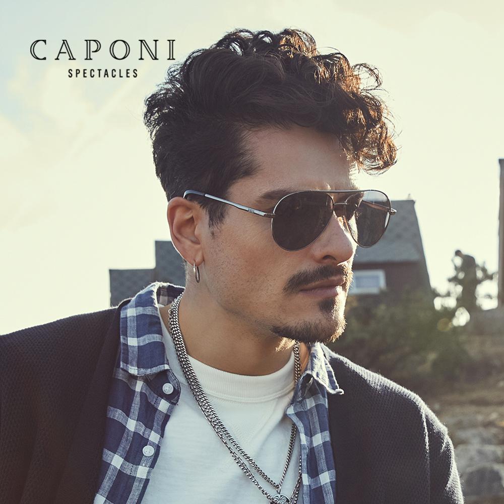 CAPONI Pilot Sunglasses Men Polarized Photochromic Vintage Sun Glasses Classic Alloy Frame Driving Shades For Women UV400 CP3103