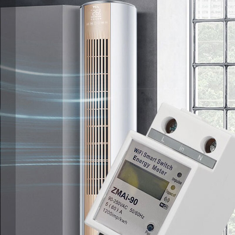 Wifi älykäs virtamittari kytkin virrankulutus energianvalvontamittari 110v 220v din kisko smart life/tuya -sovelluksen kaukosäädin