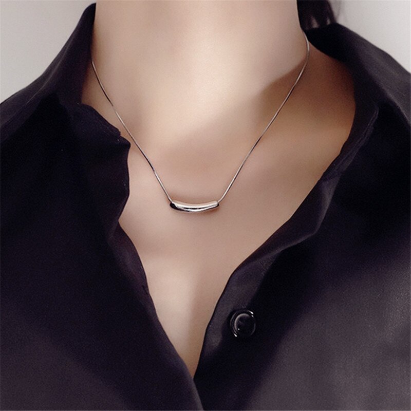 HUANZHI 2020 Nuovi Alla Moda del Metallo Geometrica Irregolare Melanzana girocollo Collana in Oro Argento di colore per Le Donne Delle Ragazze Del Partito Dei Monili: 2 Sliver