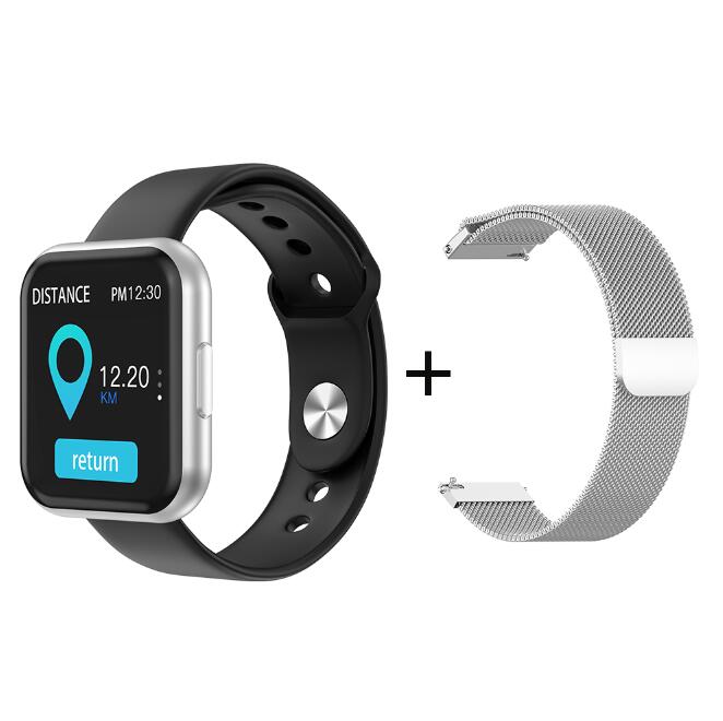 Montre intelligente Android montres pour femmes Bracelet de Fitness hommes SmartWatch moniteur de fréquence cardiaque Sport Bracelet pour iphone Pk P80 P70: add silver steel