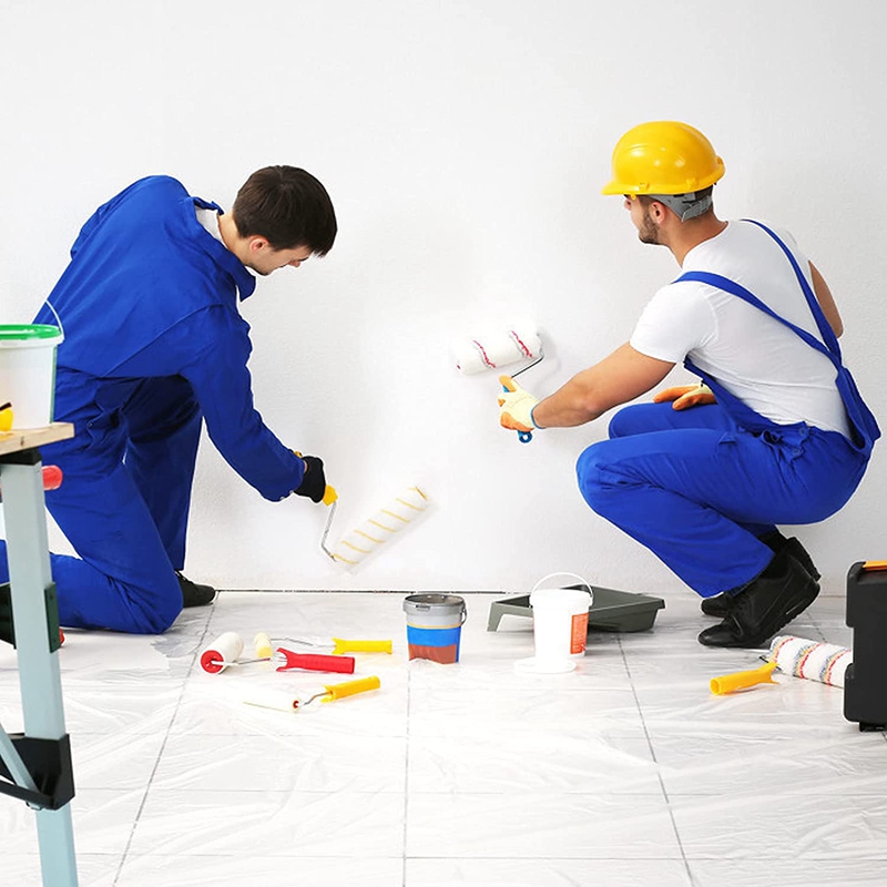 4 Rolls Clear Plastic Sheeting 4.9X 65.5 Ft Pre-Taped Masking Film Cloths For Painting Automotive Painting Covering