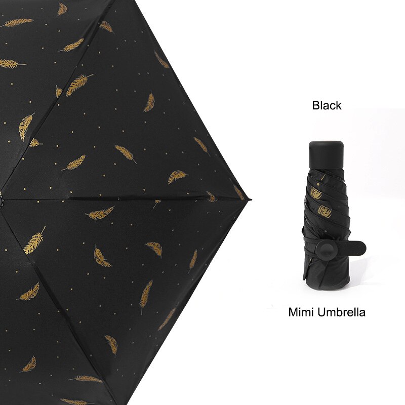 Som regn automatisk foldbar paraply regn kvinde vindtæt børns paraply til regn og sol anti uv parasol uby 04: Mini sort