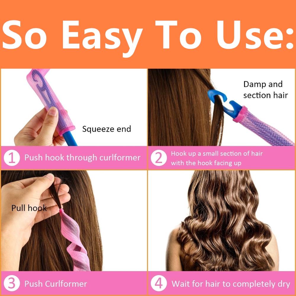 Hair Rollers Snail Shape Not Waveform 75CM 18Pcs 4 Sticks Spiral Round Curls Hair Curler Soft Hair Curler Bendy Hair Rollers DIY