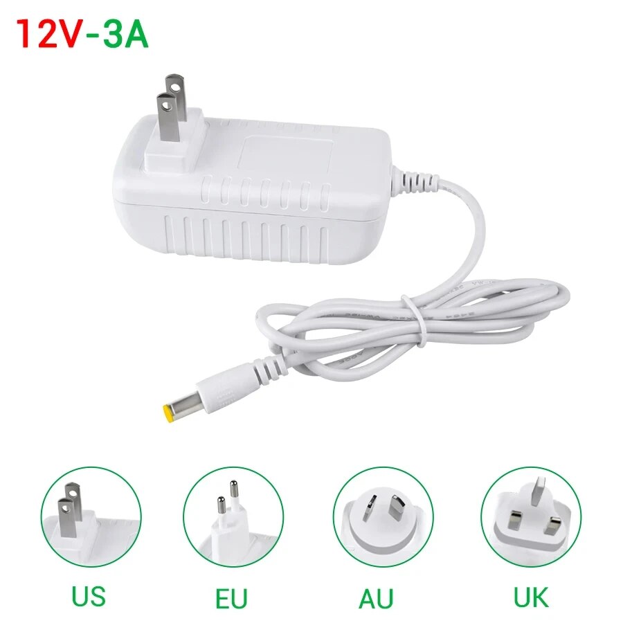 Wechselstrom 240-V bis Gleichstrom 12 V 24V 1a 2a 3a LED-Treiber transformator 12 Volt Schalt netzteil Adapter Konverter Ladegerät für LED-Streifen