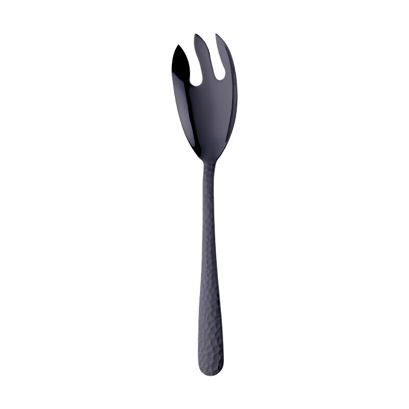 Grote Opscheplepel Vork 12Inch Goud Salade Servers Eetlepel Roestvrij Staal Rose Goud Eettafel Gereedschap Keukengereedschap: Black-Fork