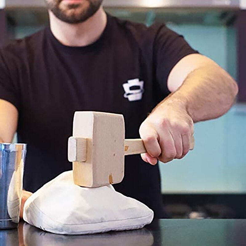 Mazo de hielo y bolsa de hielo-martillos de madera y sacos de algodón para triturar hielo, Kits de barman, herramientas de Bar accesorios de cocina