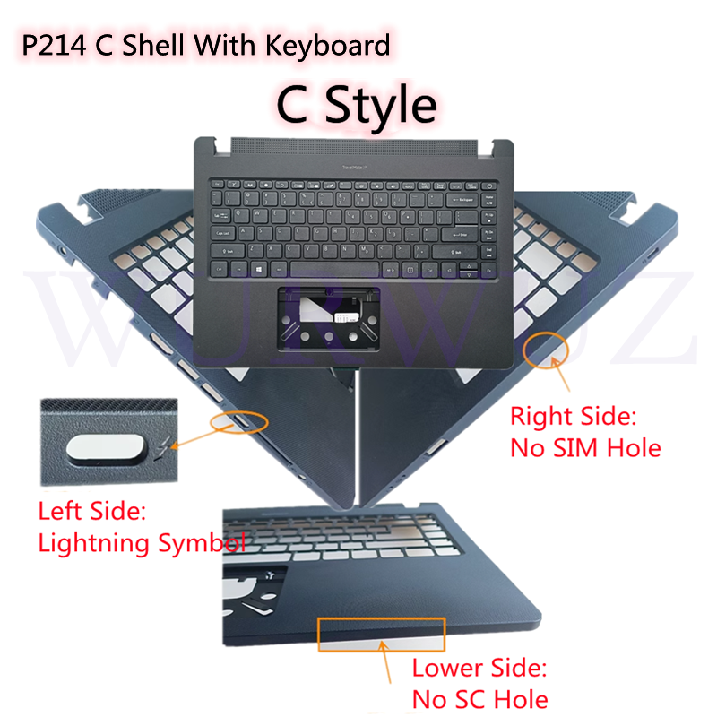 Suitable Laptop Keyboard Shell BOTTO Case ABCD Cover For ACER TravelMate P214 N19Q Black: Clear