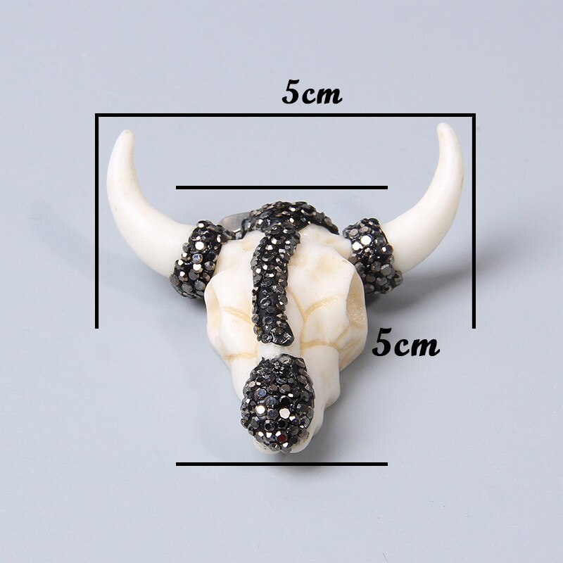 Trendy Men Women Glass cow head transparent gold silver color horns skull necklace pendant for jewelry making handmade male male: 8.Gun Black