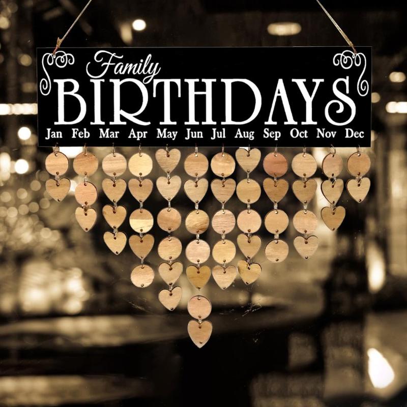 Wooden Birthday Reminder Board Fashionable Family Decorative Calendar Ornament Necessary Birthday Party Gadgets