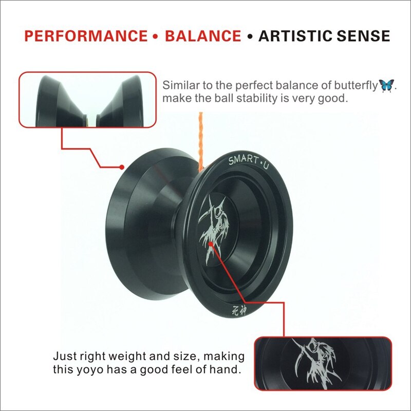 Bebooyoyo Professional Metal Yo-yo Set - Butterfly Shape - Includes Glove + 3 Strings - Classic Toy Gift for Kids