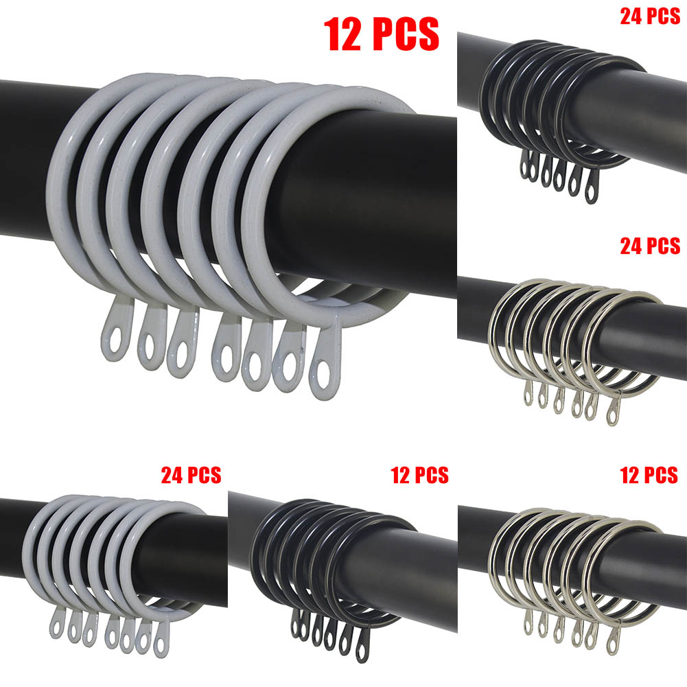 12/24 Stück Metall vorhang ringe Auf hänge haken für Gardinen stangen Stange Schleier Hoch leistungs ringe passen bis zu 25 bis 37 mm Gardinen stangen