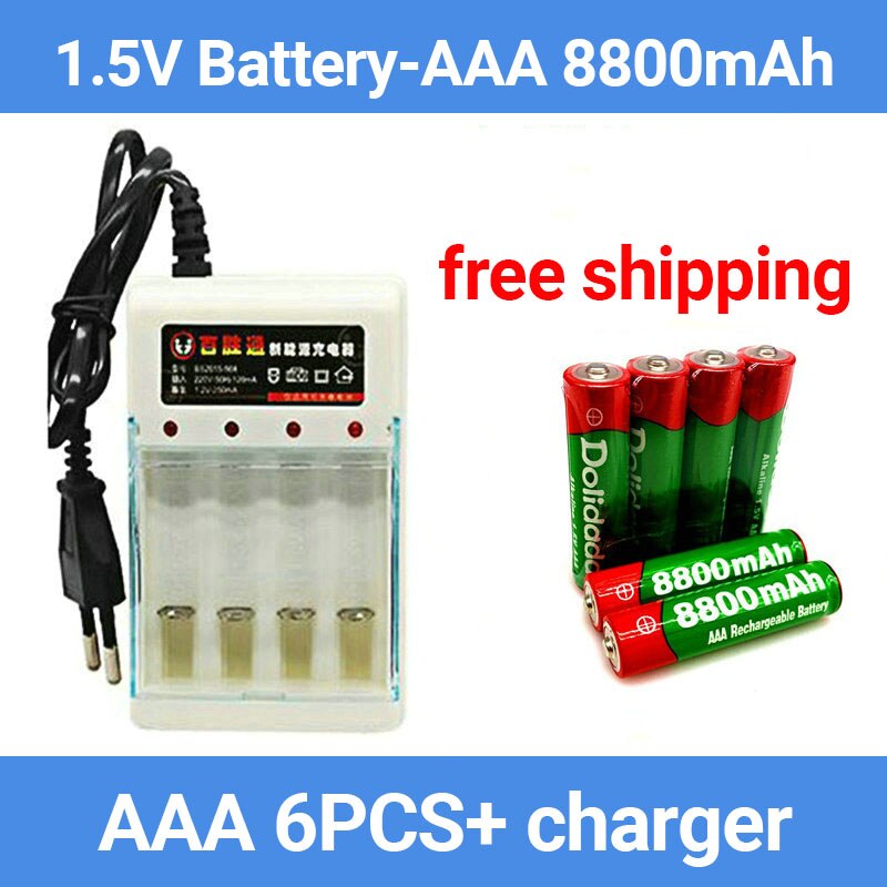 1.5v aaa 8800 mah alkalisk batteri aaa genopladeligt batteri til fjernbetjening legetøjsbatterirøg osv. + oplader