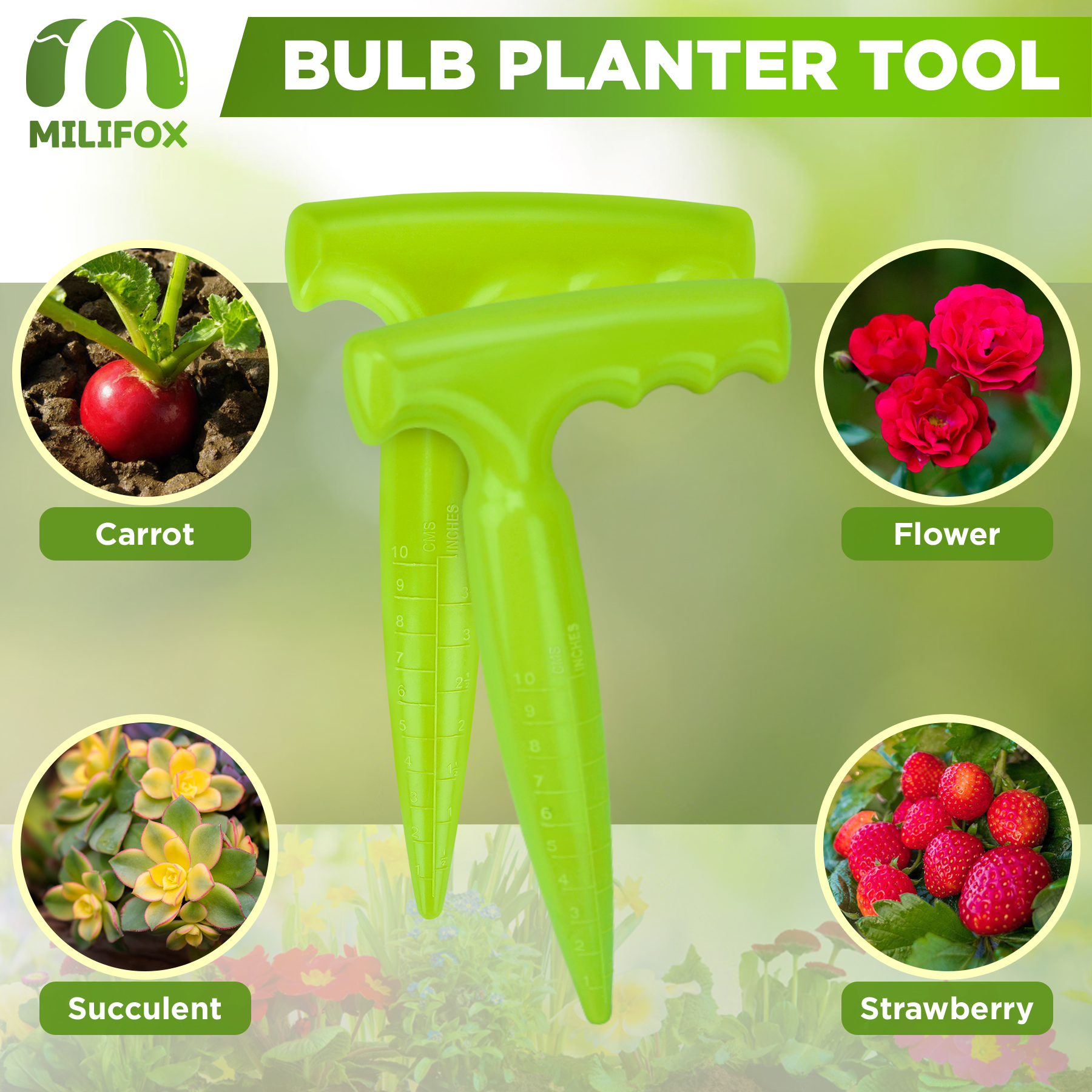 Kit de poinçonnage de trous verts, Machine réglable, transplantateur de semis, perforateur, semoir, coupe-plantes charnues, fournitures de jardin, 2 pièces/ensemble