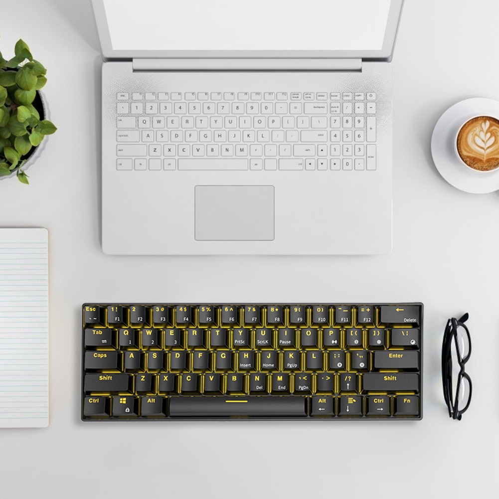 Rk61 trådløst bluetooth-mekanisk bakgrunnsbelysningstastatur for bærbar pc-nettbrett