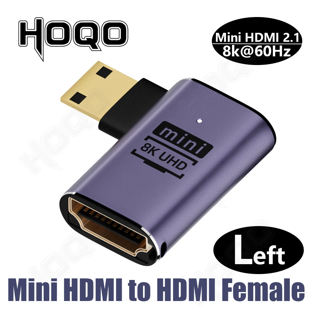 8K HDMI-adapter 90 graden 8k 4k bij 120 Hz 270 graden HDMI schuine adapter 360 180 graden mini naar HDMI U-vorm l-type converter: Khaki