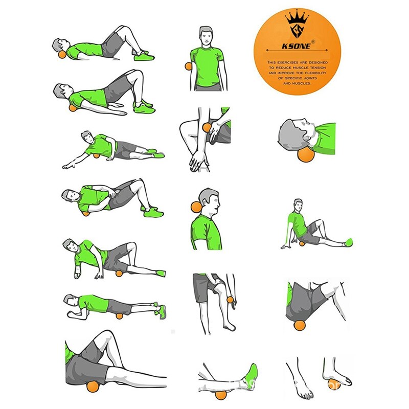 KSONE-Bola de masaje de Lacrosse, Bola de Fascia de 6,3 cm para Yoga, relajación muscular, alivio del dolor, Bola de fisioterapia portátil